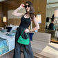 Combo: Baggy Pants With Backless Bodysuit