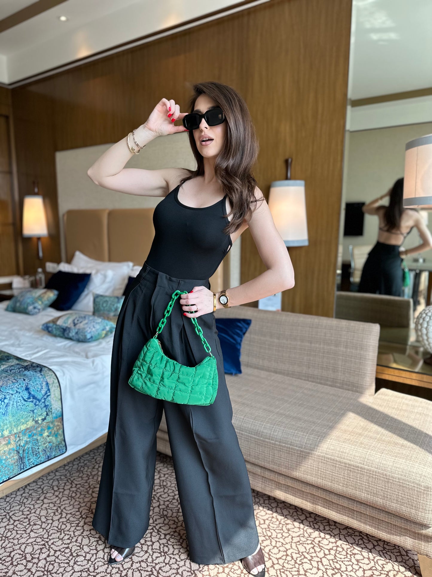 Combo: Baggy Pants With Backless Bodysuit