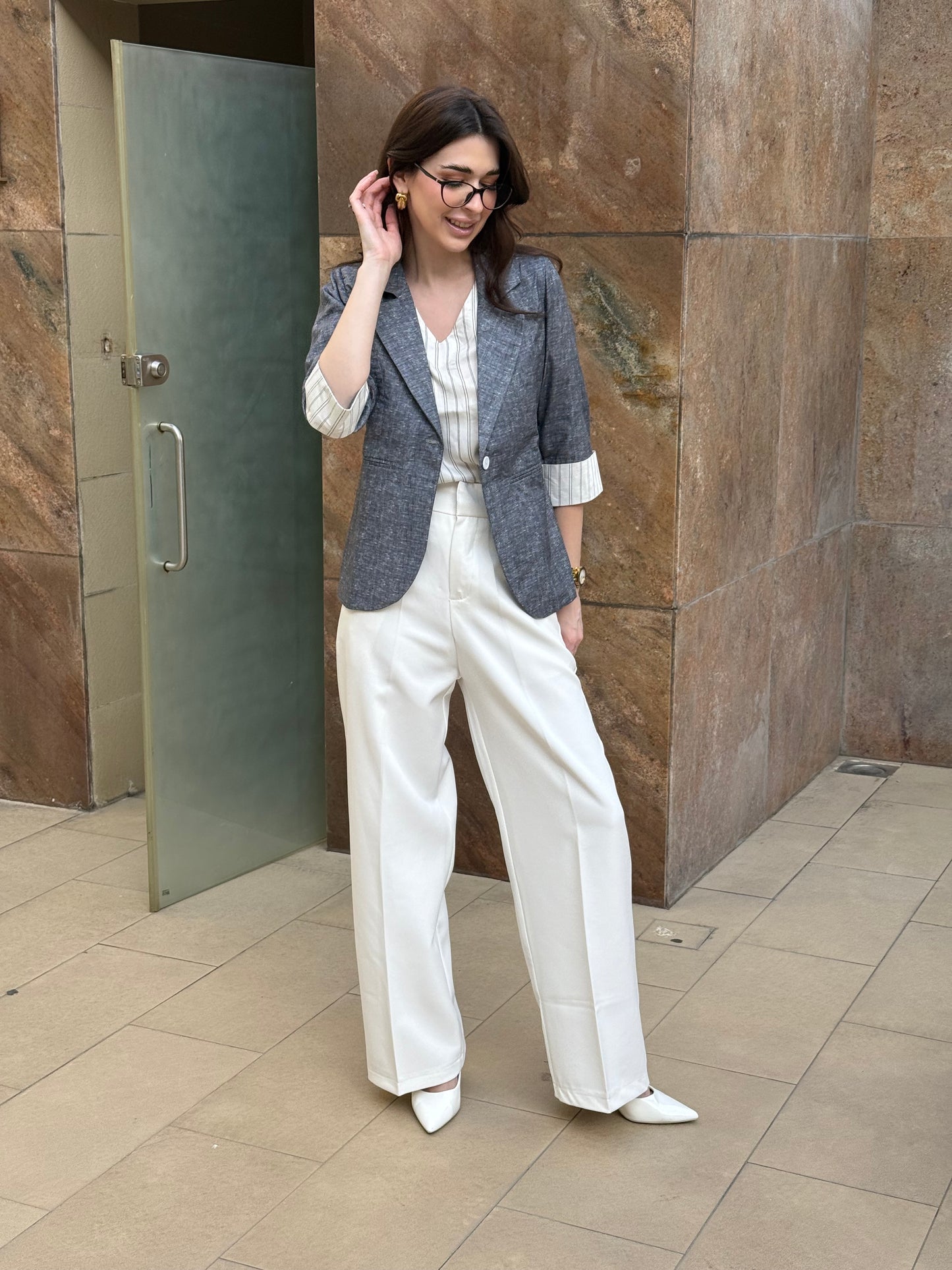 Charcoal 3/4th Blazer With Vest