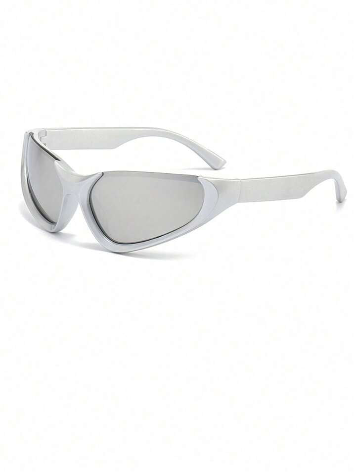 Y2K Silver Wrap Reflective Sunglasses
