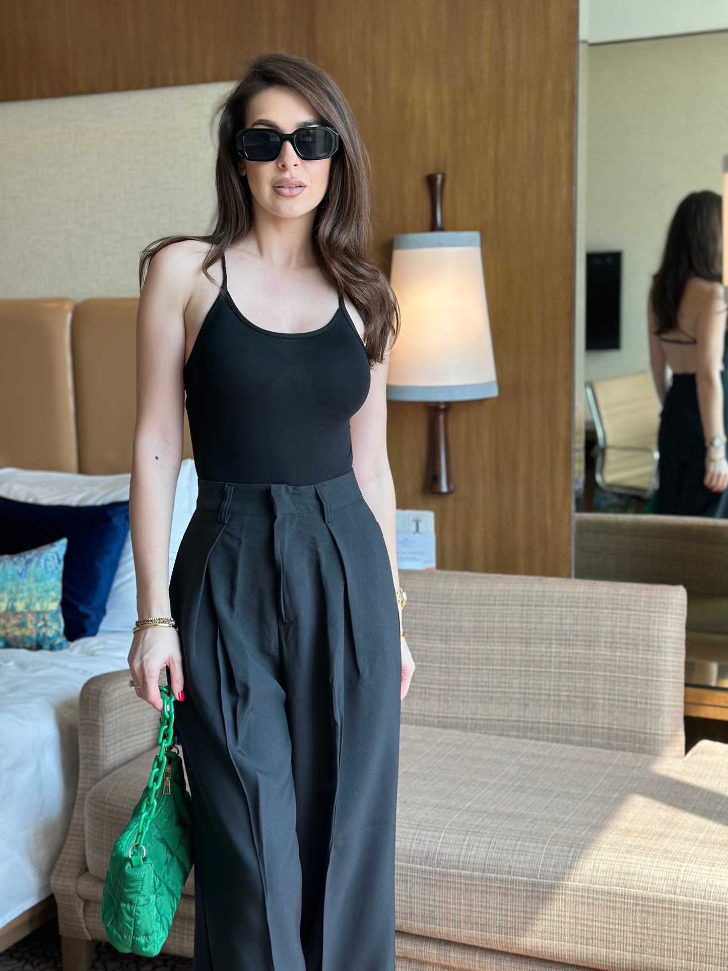 Combo: Baggy Pants With Backless Bodysuit
