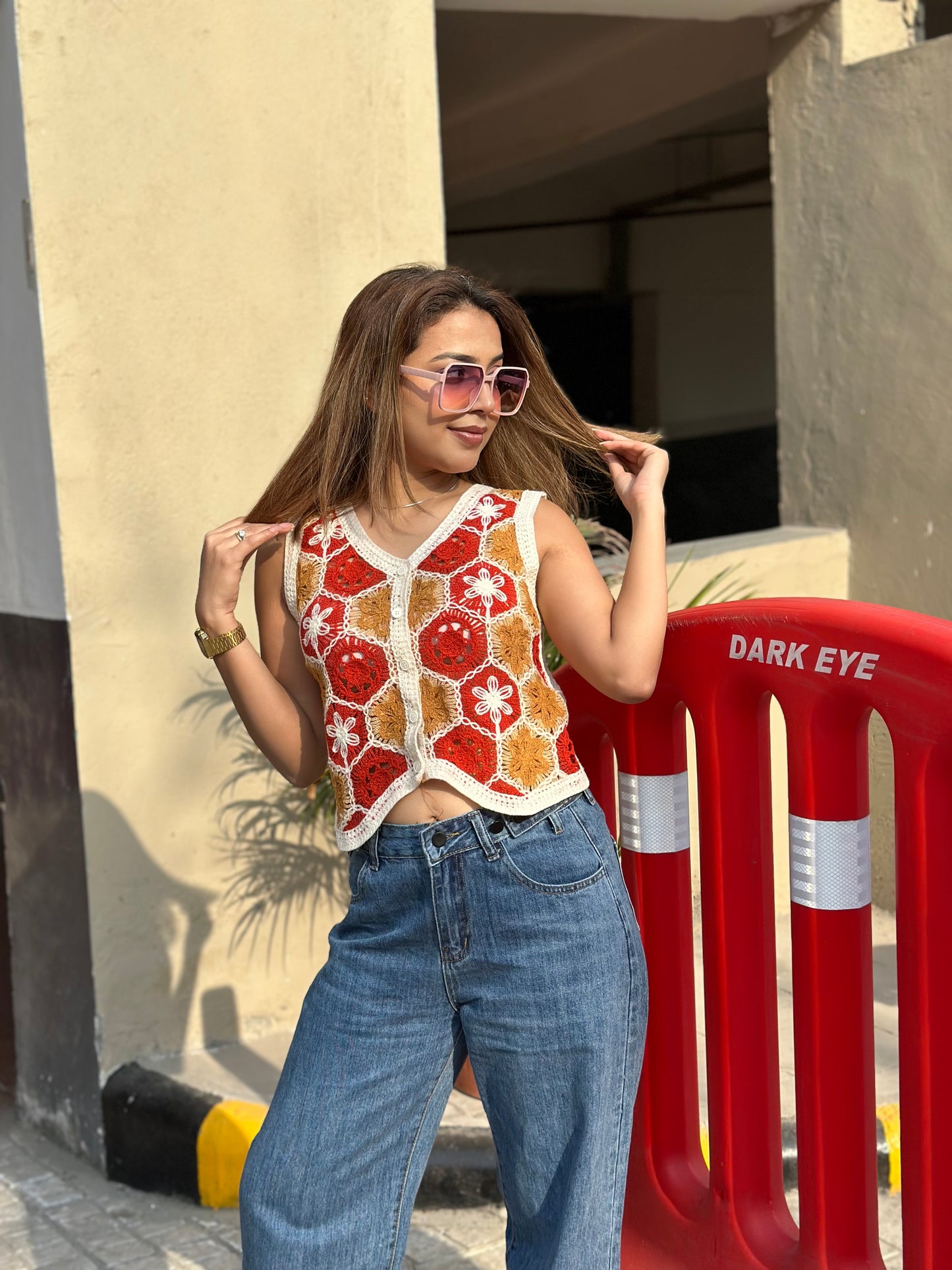 Mustard Crochet Vest