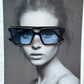 Oversized Blue Tint Square Sunglasses