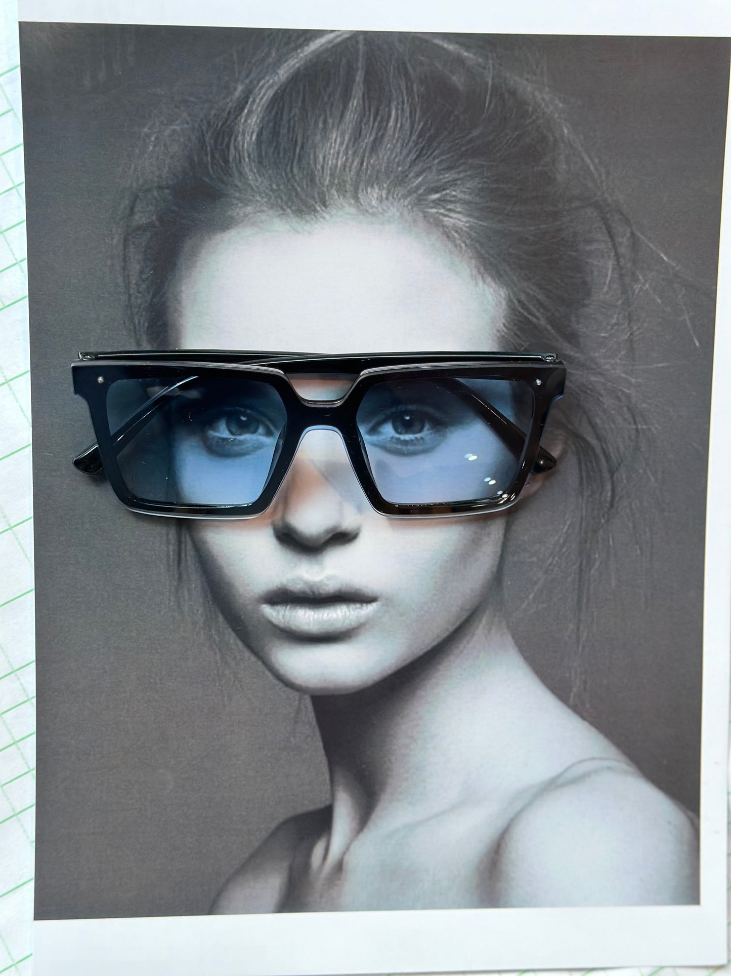 Oversized Blue Tint Square Sunglasses