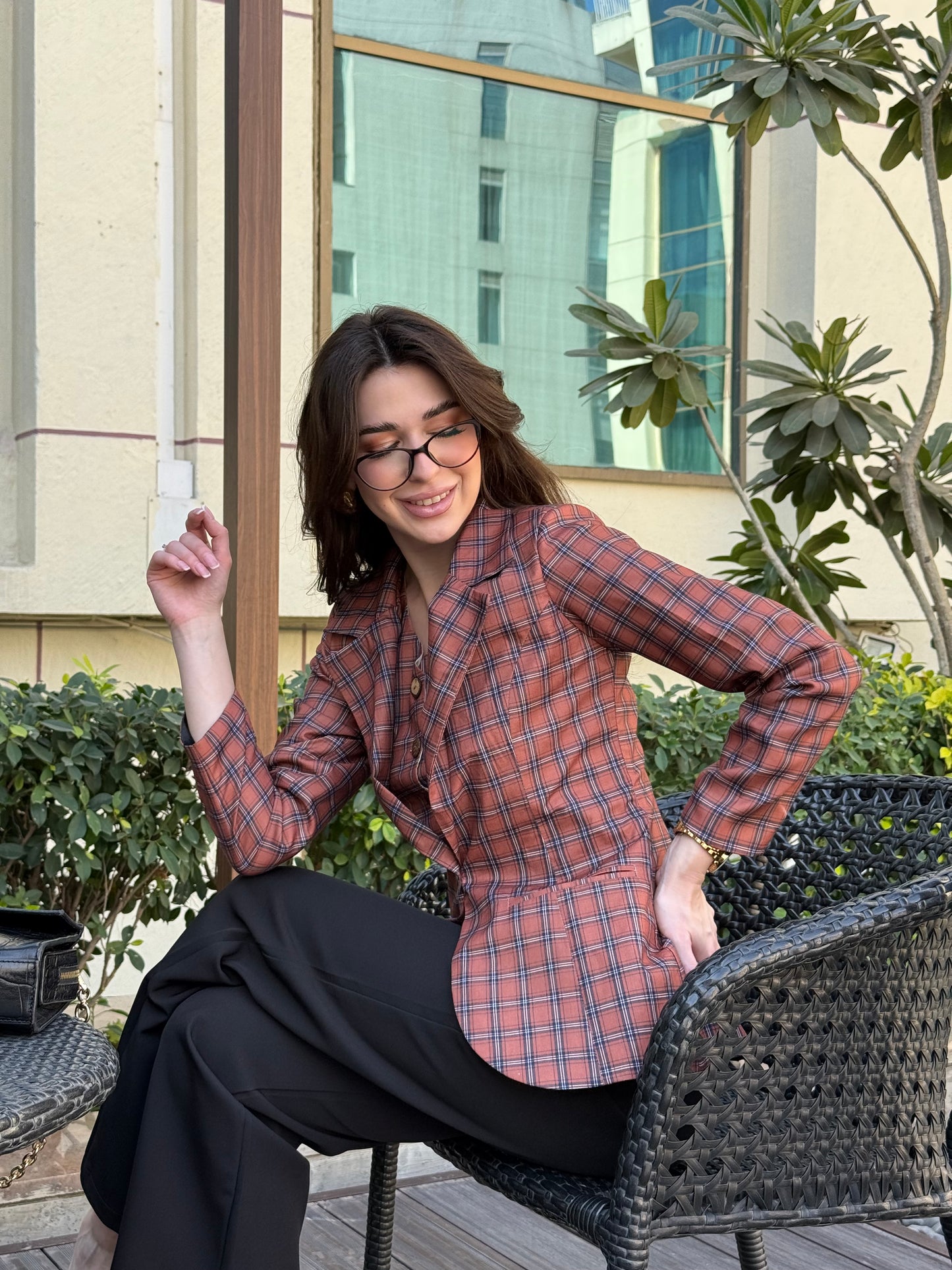 Checked Blazer With Waist Coat