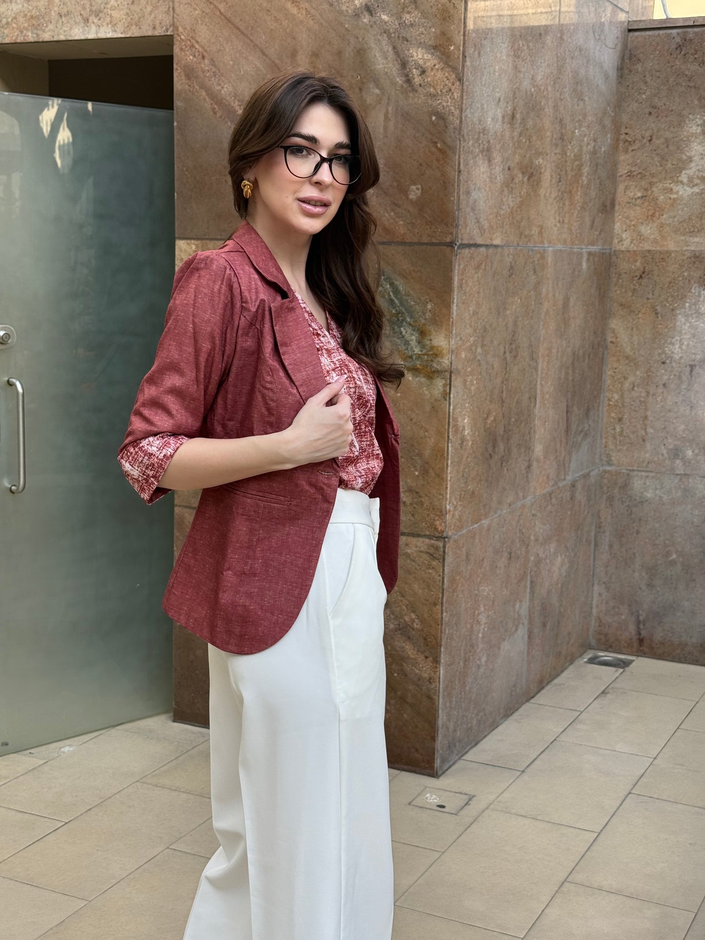 Rust 3/4th Blazer With Vest