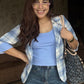Plaid Blazer With Tank Vest