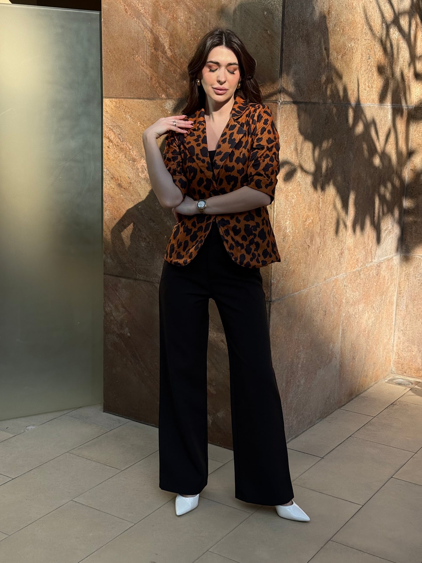 Animal Print 3/4th Sleeve Blazer