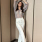 White Wider Bottom High Waist Pants