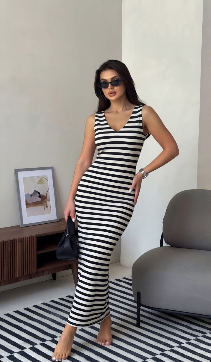 Zebra Maxi Body Hugging Dress