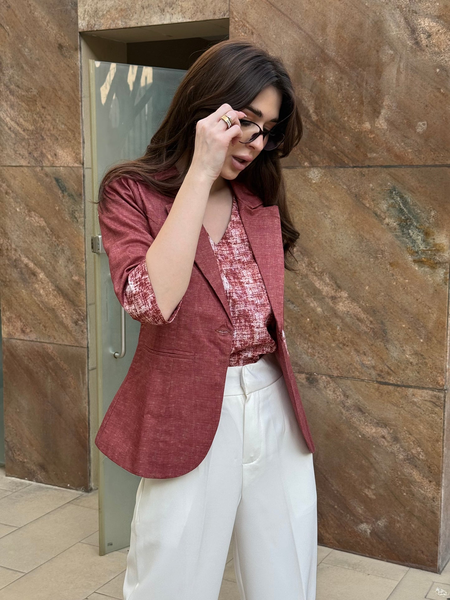 Rust 3/4th Blazer With Vest