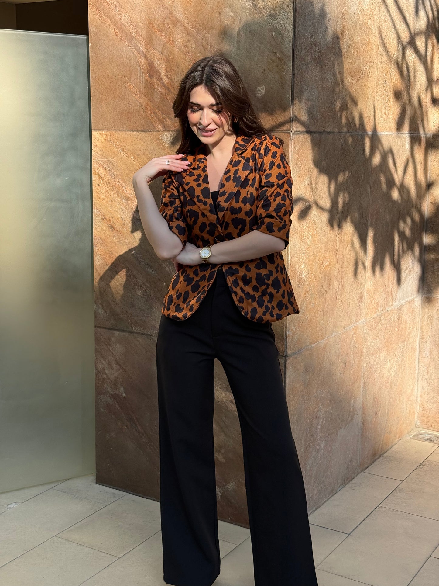 Animal Print 3/4th Sleeve Blazer