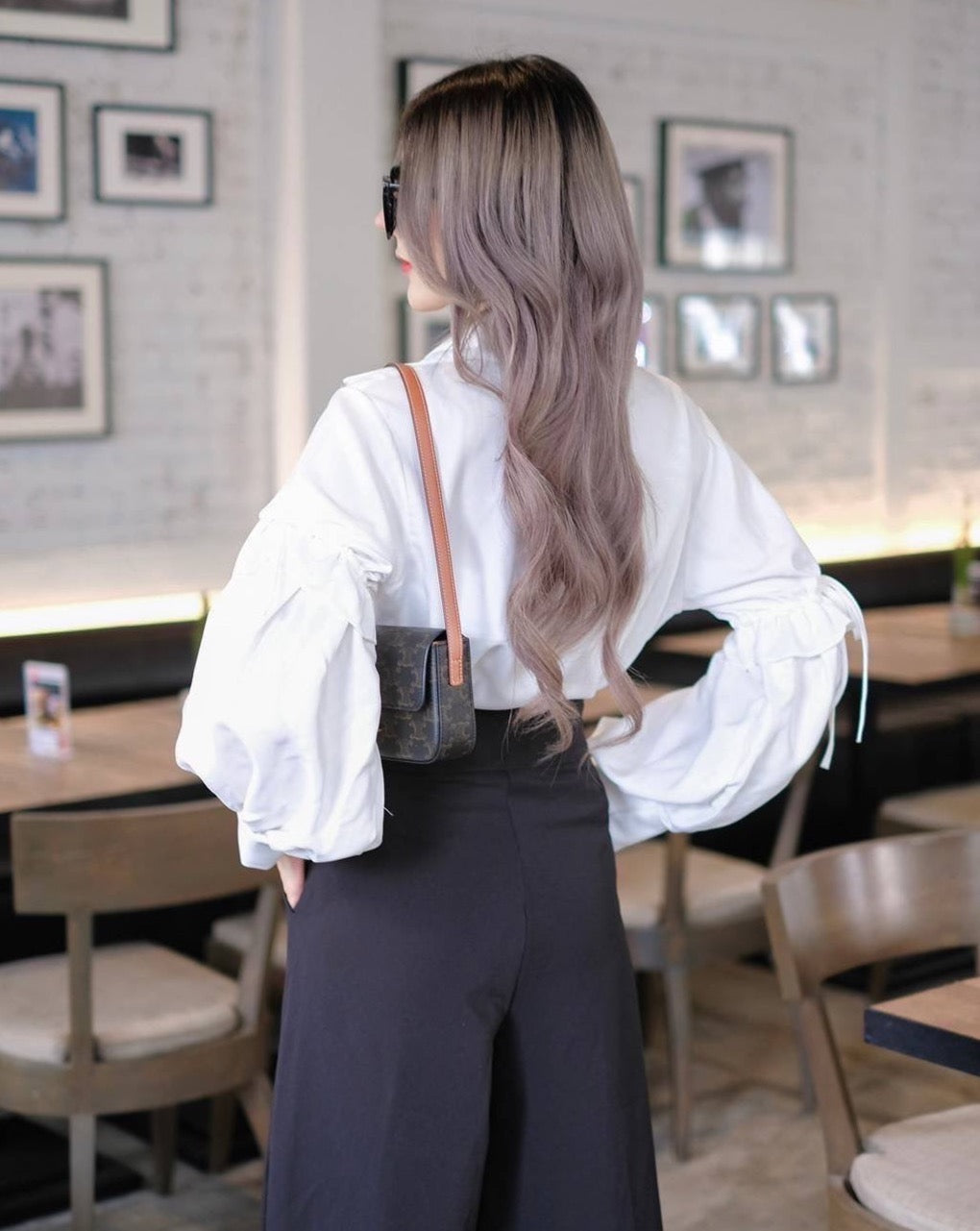 StyleAsh White Tie Sleeve Shirt