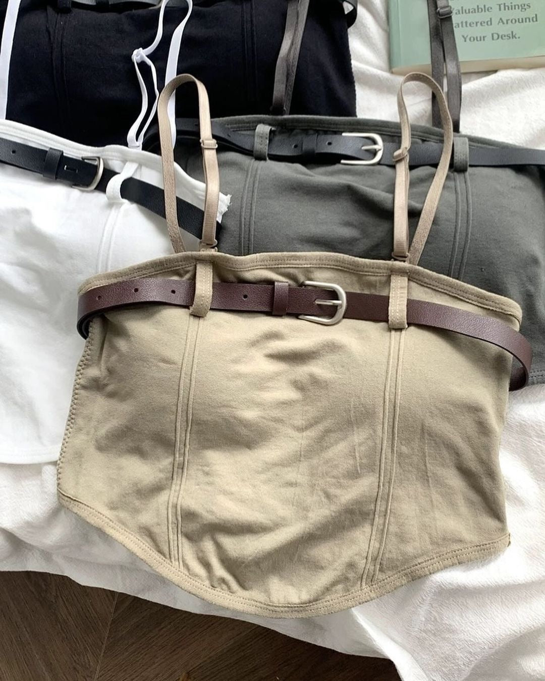 Padded Stretch Cami Belted Top