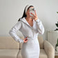 Fleece Long Dress With Crop Jacket