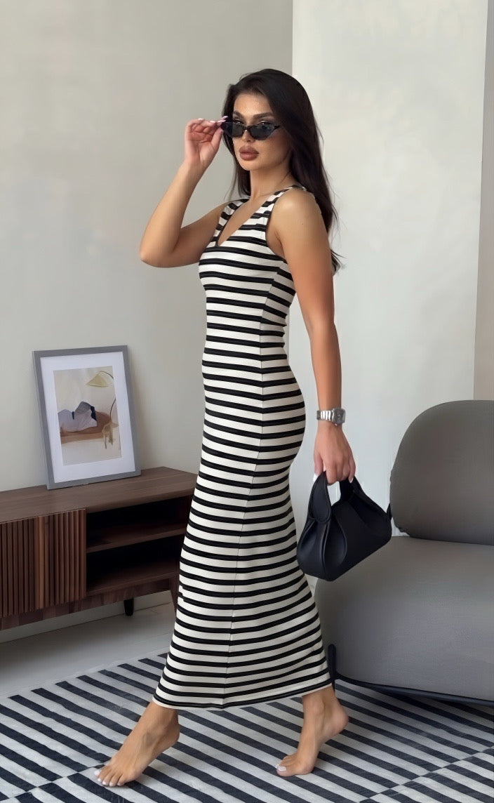 Zebra Maxi Body Hugging Dress