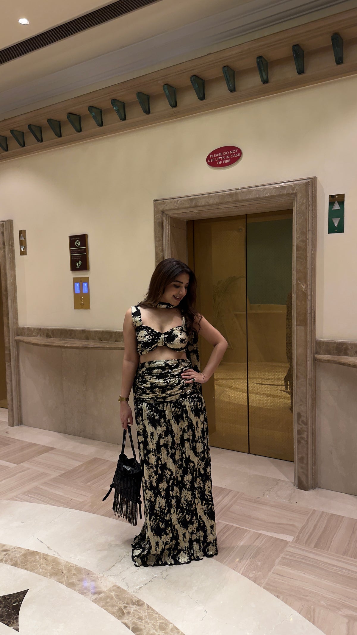 Golden Foil Skirt Set