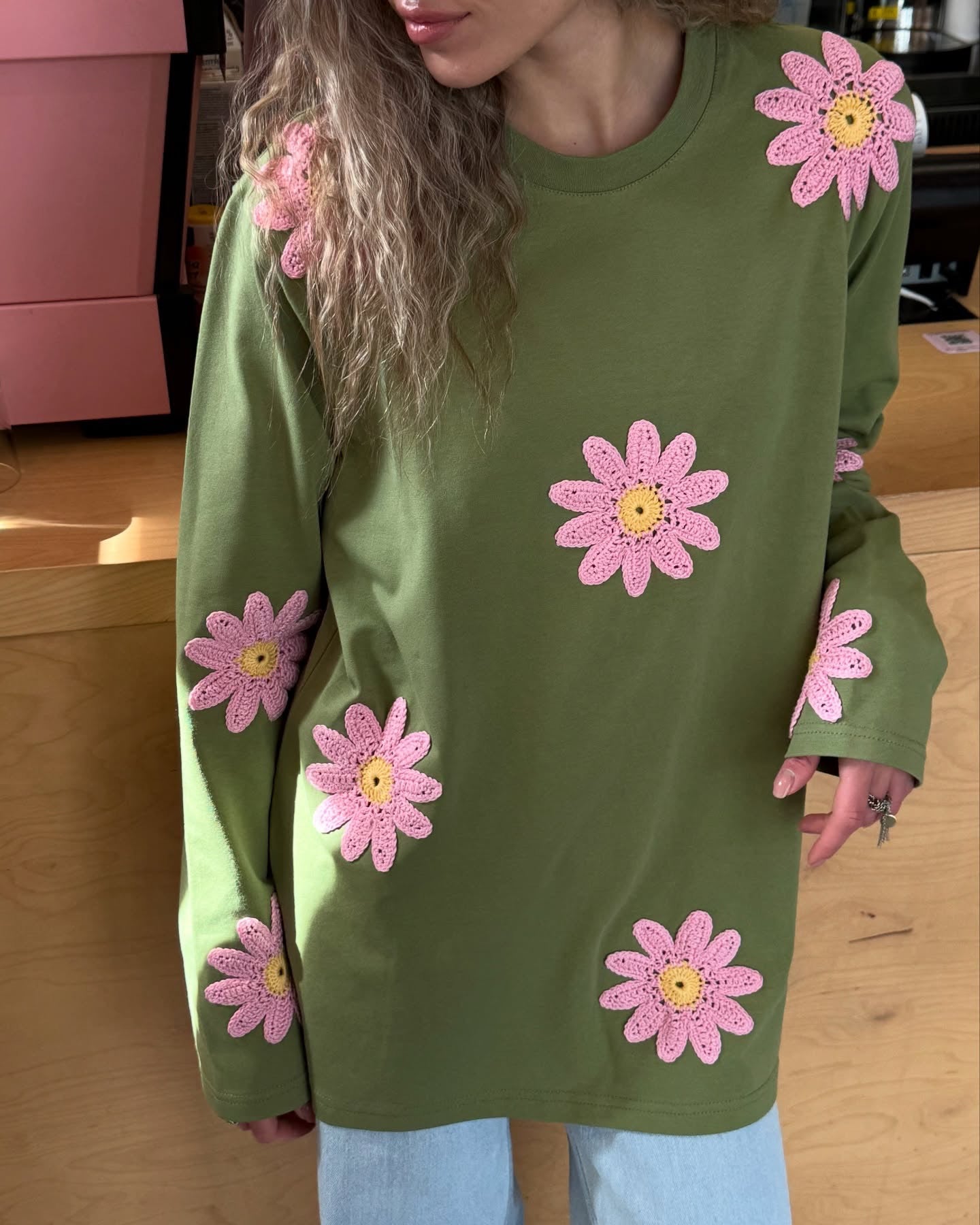 Crochet Flower Full Sleeves Top (Set Of 2)