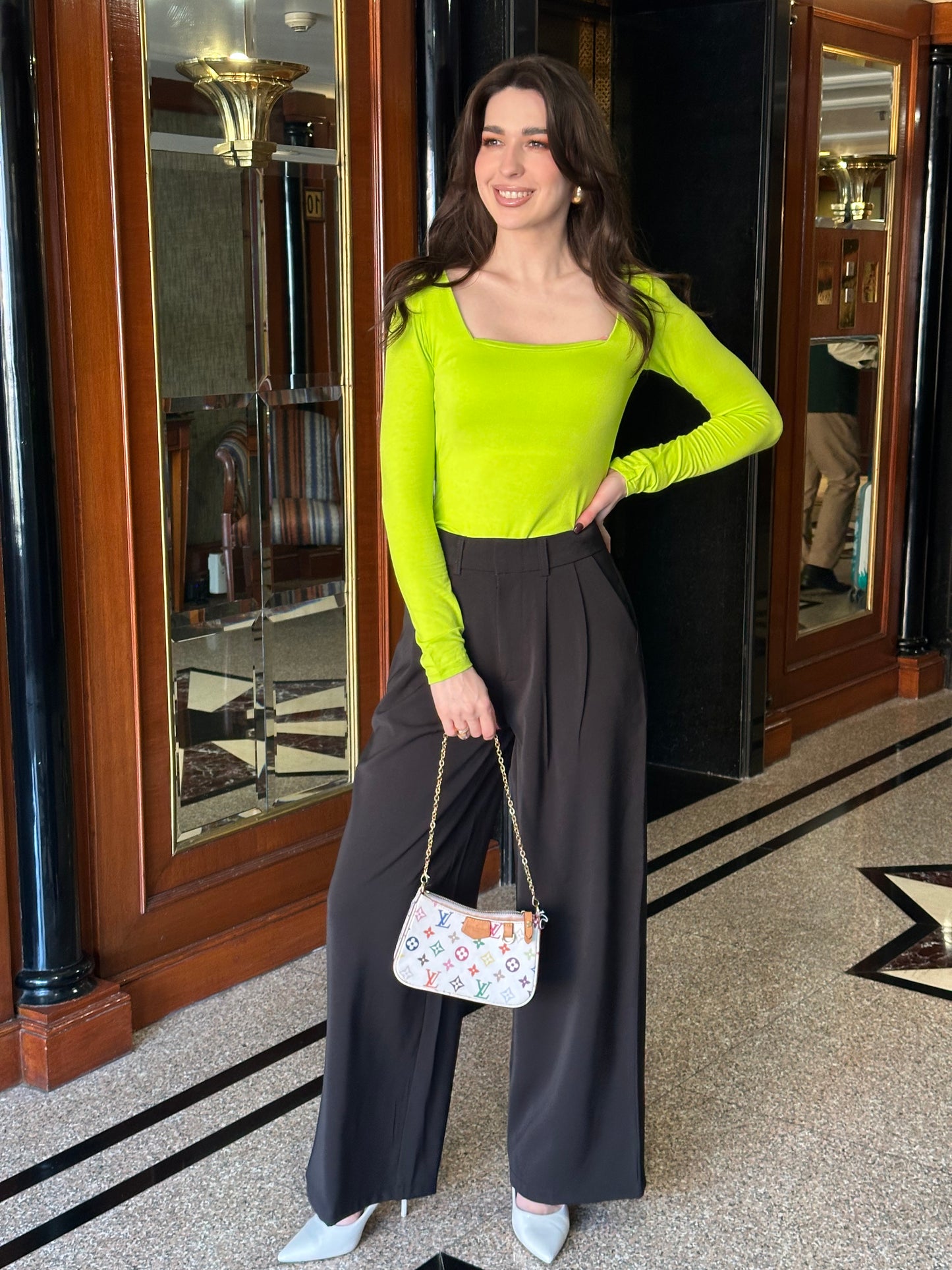Neon Bodysuit With Black Taro Pants