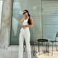 White Wider Bottom High Waist Pants
