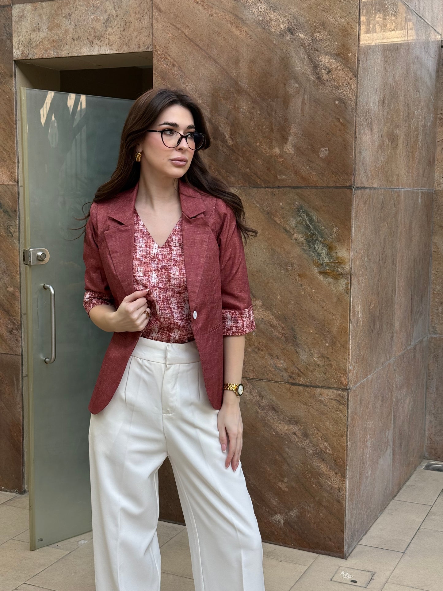 Rust 3/4th Blazer With Vest