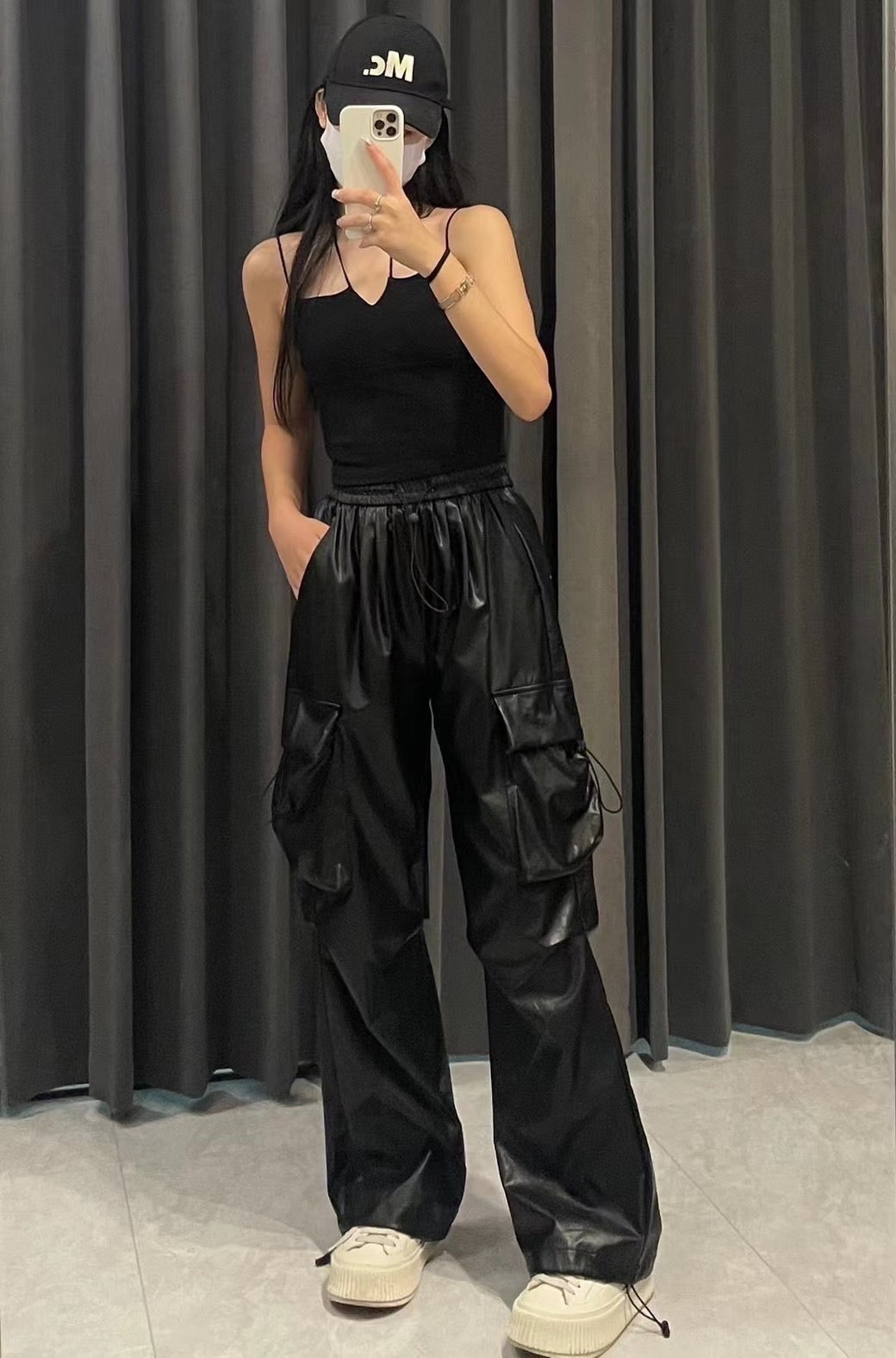 Faux Leather Cargo Pants