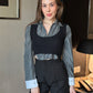 Clerical Cropped Shirt & Sweater Set