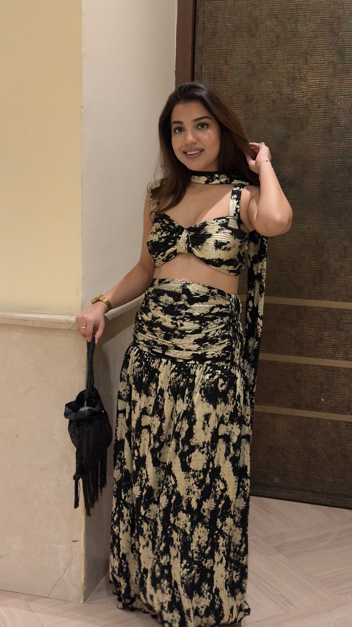 Golden Foil Skirt Set
