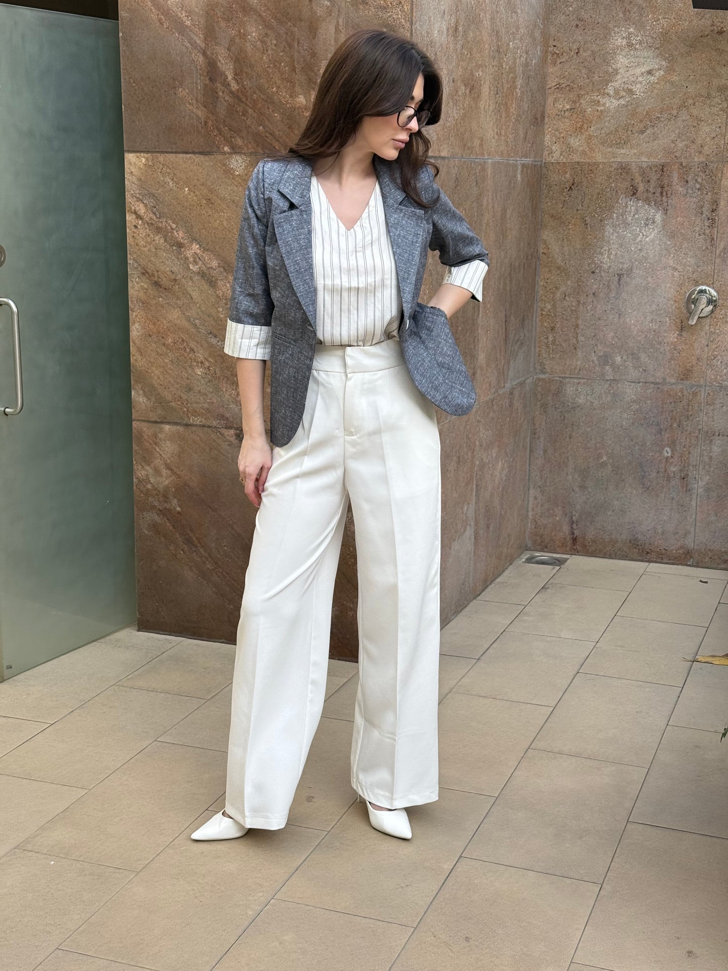 Charcoal 3/4th Blazer With Vest