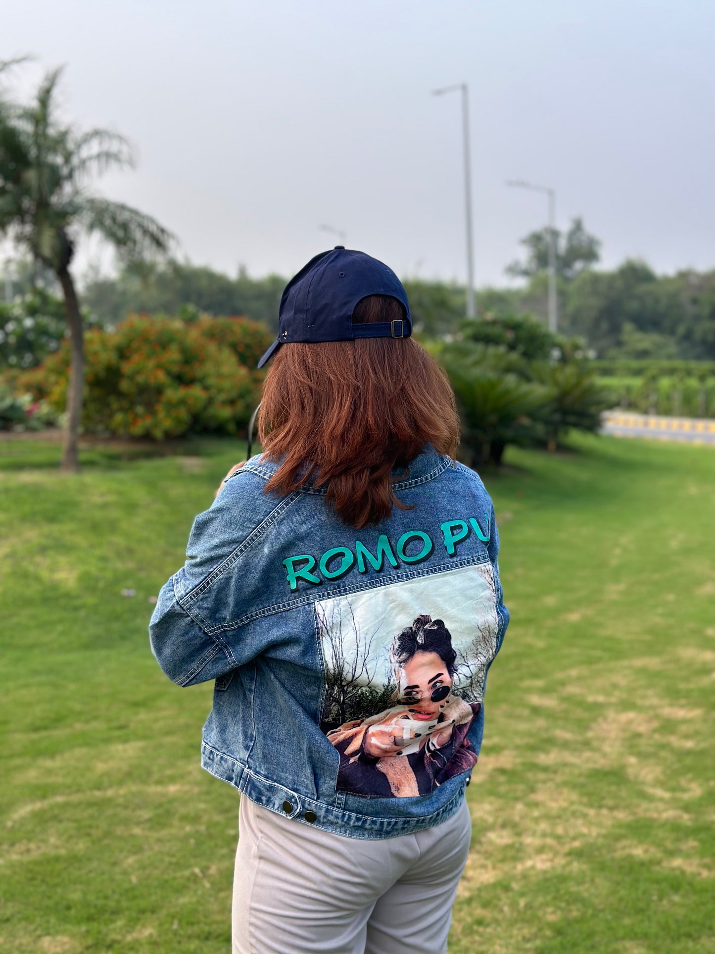 Oversized Denim Printed Jacket