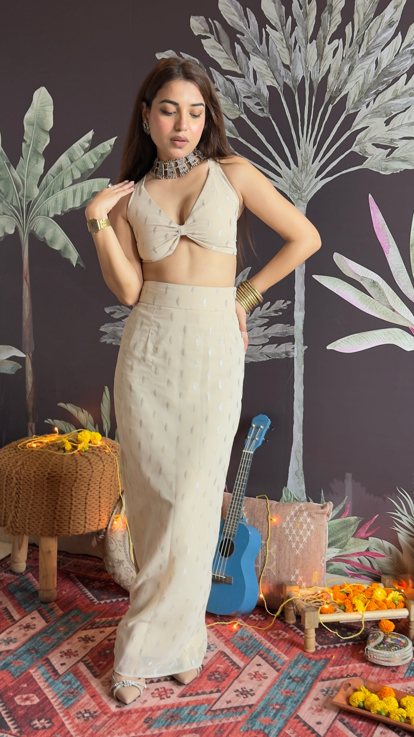 Beige-Silver Festive Set