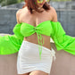 Padded Off-Shoulder Front Tie Bustier