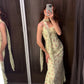 Georgette Floral Flow Dress With Scarf