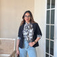 Cotton Scarf Vest With Linen Blazer