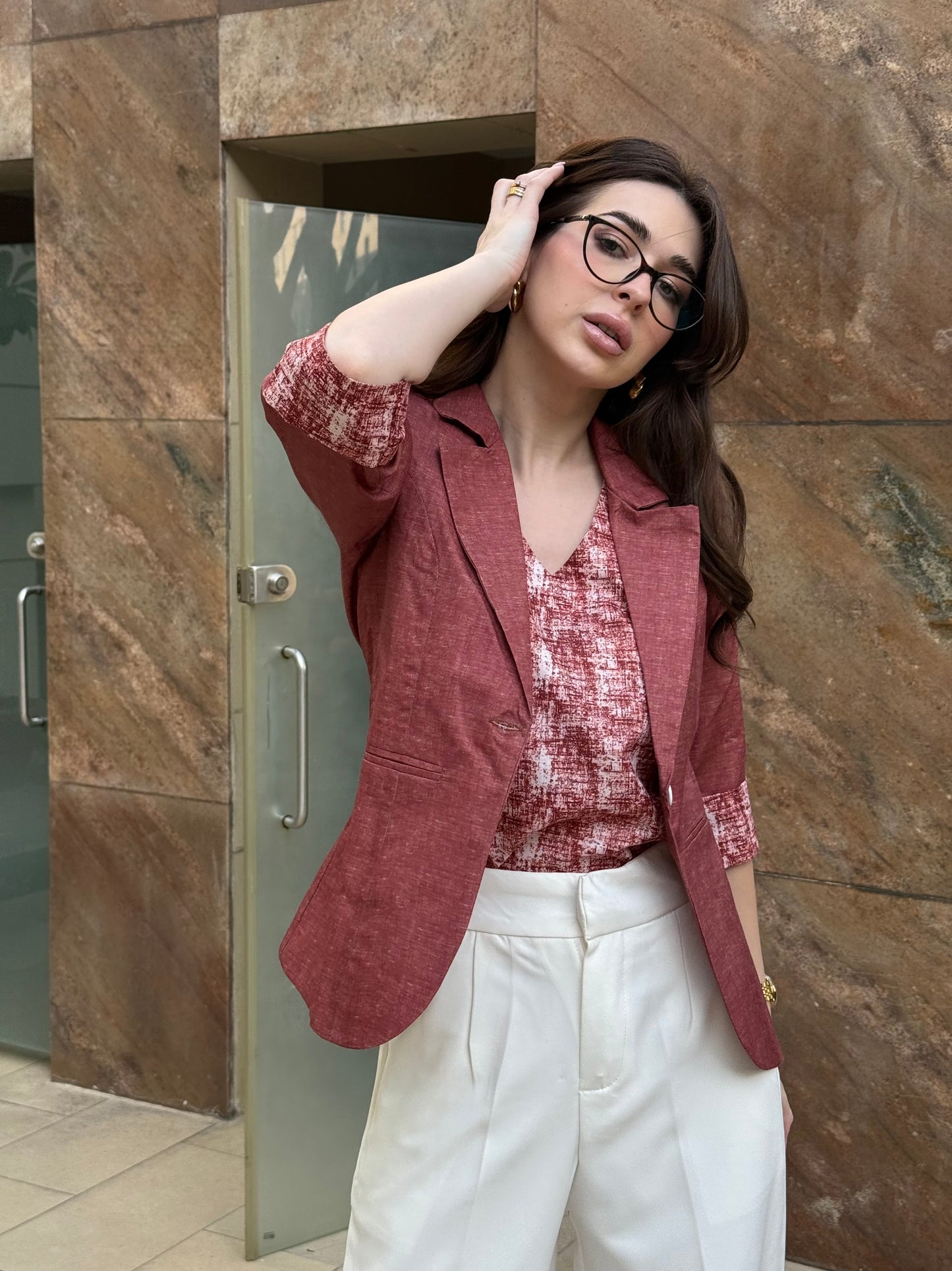 Rust 3/4th Blazer With Vest