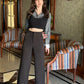 Black Color Pop Straight Leg Pants