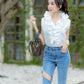 StyleAsh Flower Collar Sleeveless Shirt