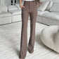 Striped Double Button Stretch Pants