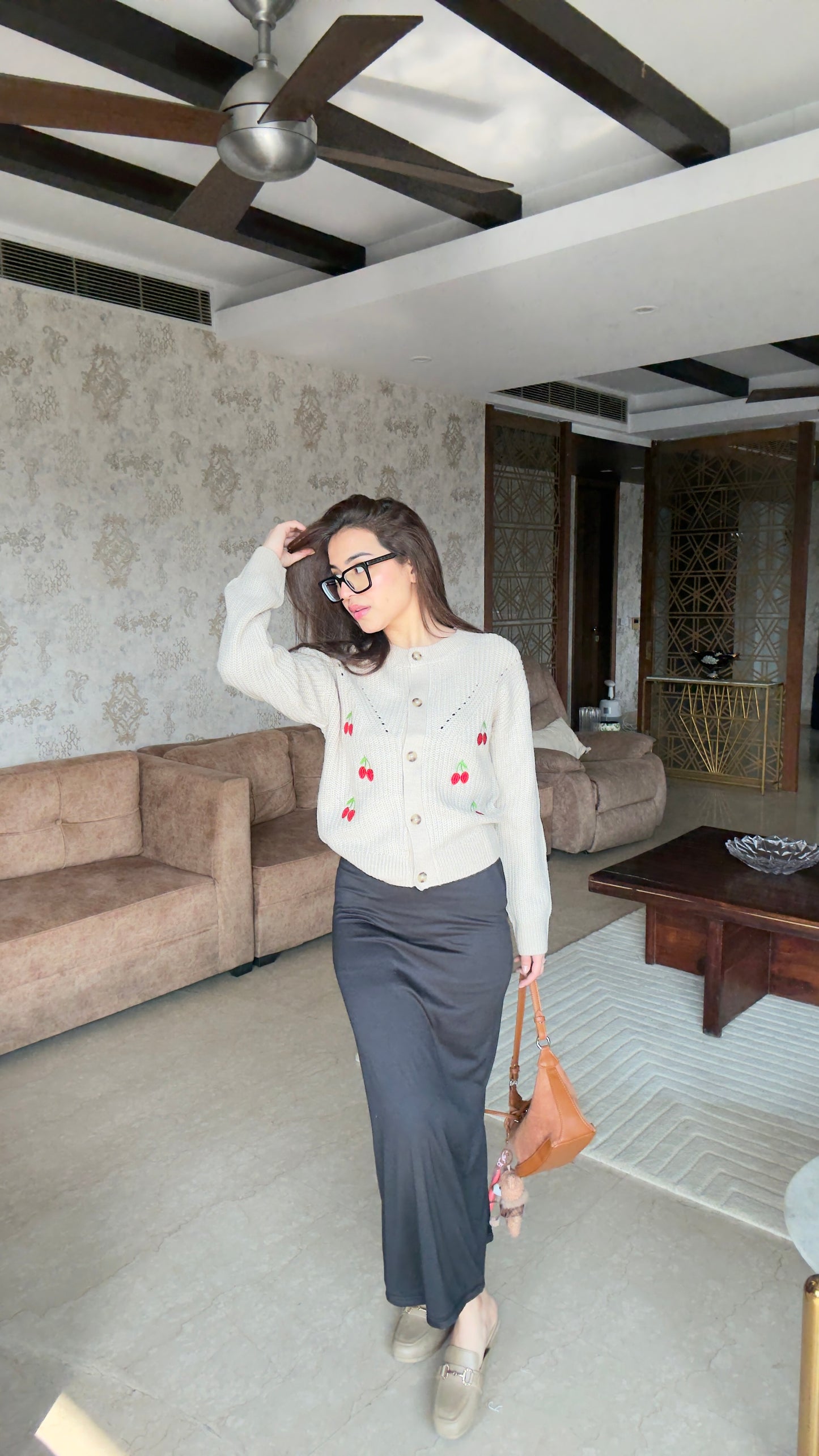 Cardigan With Long Black Skirt