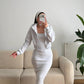 Fleece Long Dress With Crop Jacket