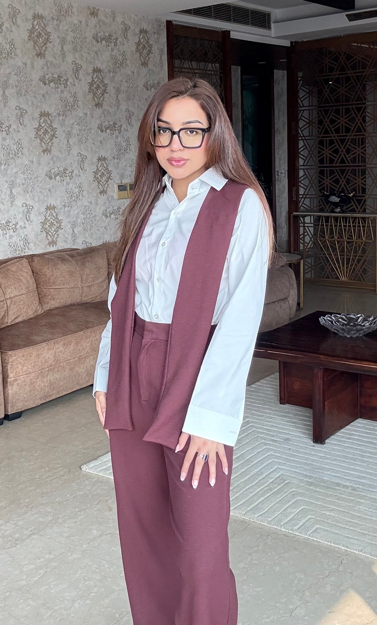 Dusty Maroon Trousers Set