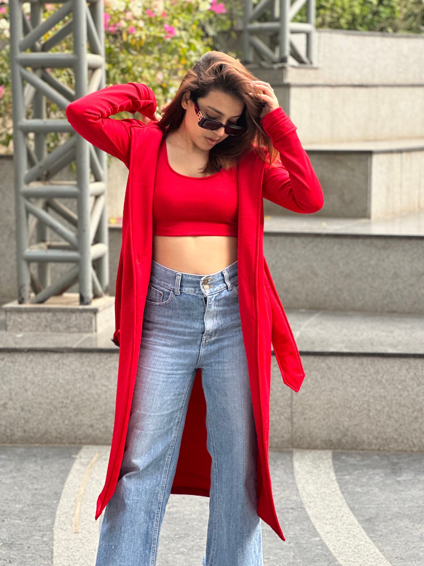 Crop Top With Long Shrug Jacket