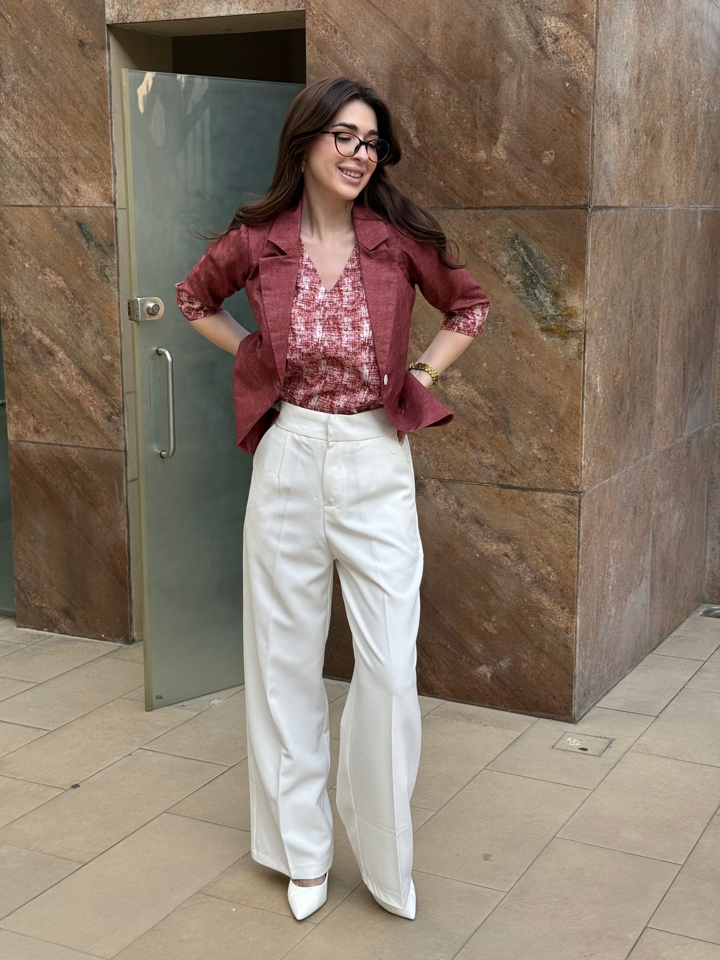 Rust 3/4th Blazer With Vest