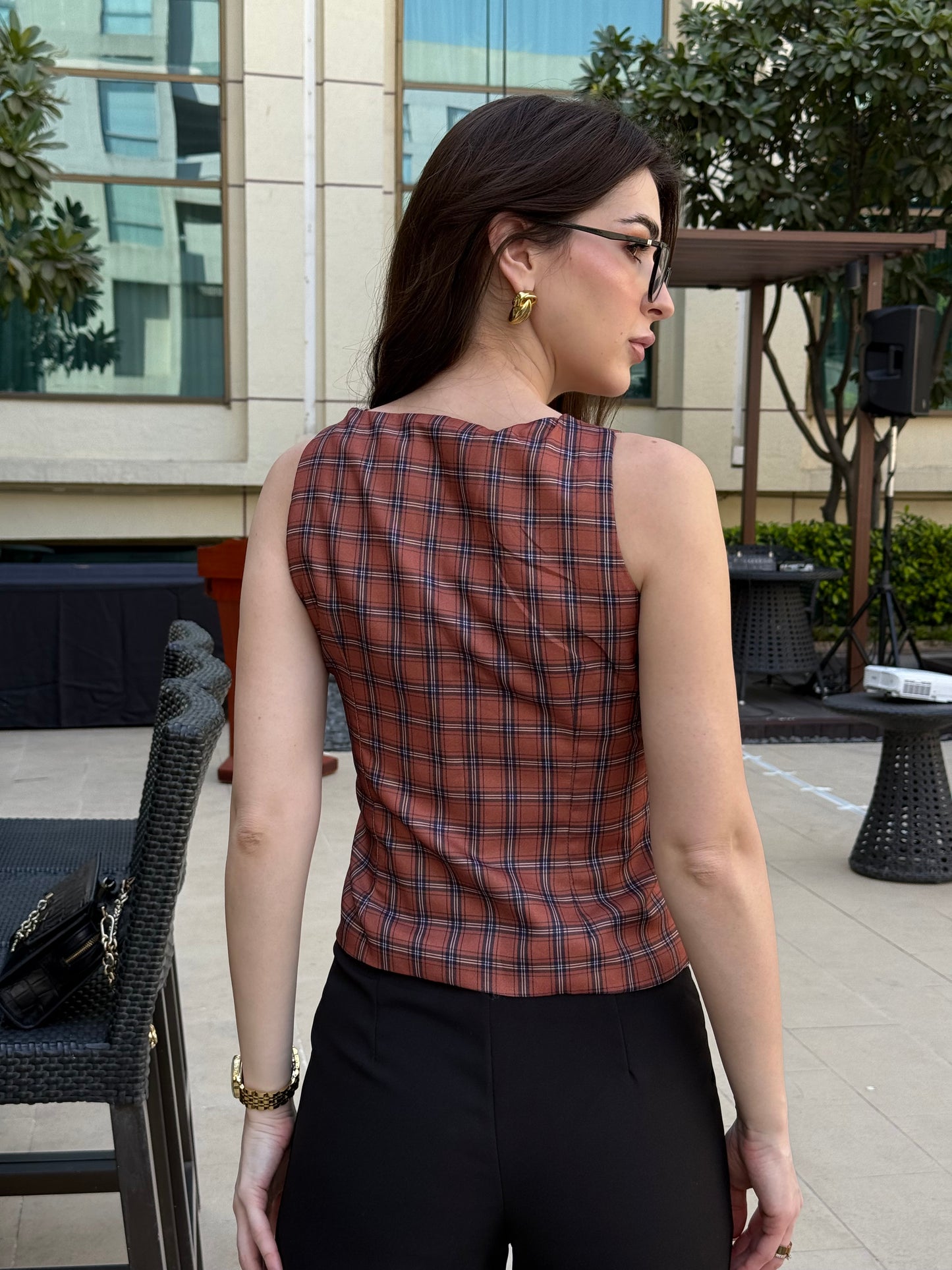 Checked Blazer With Waist Coat