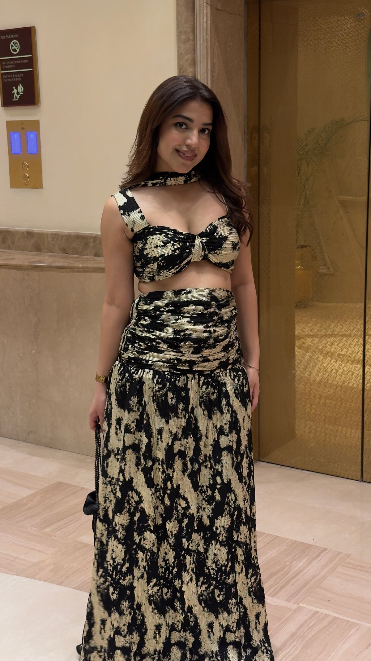 Golden Foil Skirt Set