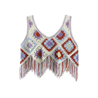 Crochet Fringe Knitwear Top