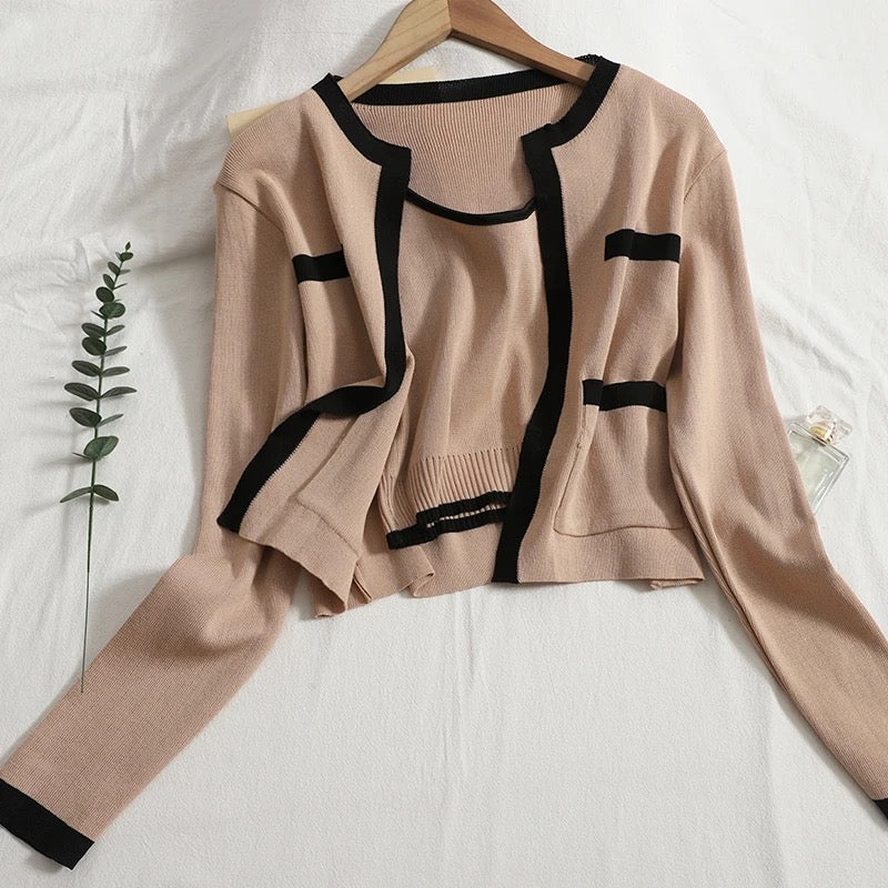 Knitted Tank Top With Open Jacket