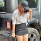 Combo Deal: Striped Shirt With Black Skorts