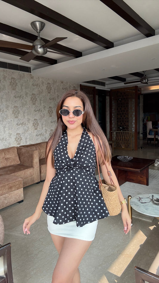 Polka-Dots Halter Neck Top