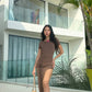 Body Fit Round Neck Slit Dress